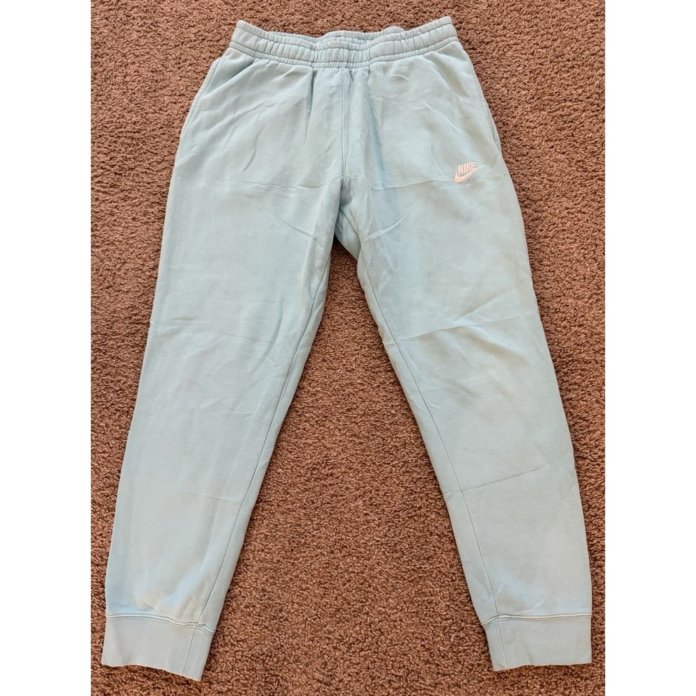 Nike Men's Light Teal Jogger Sweatpants Snap Pocket Gym Comfort Size Medium